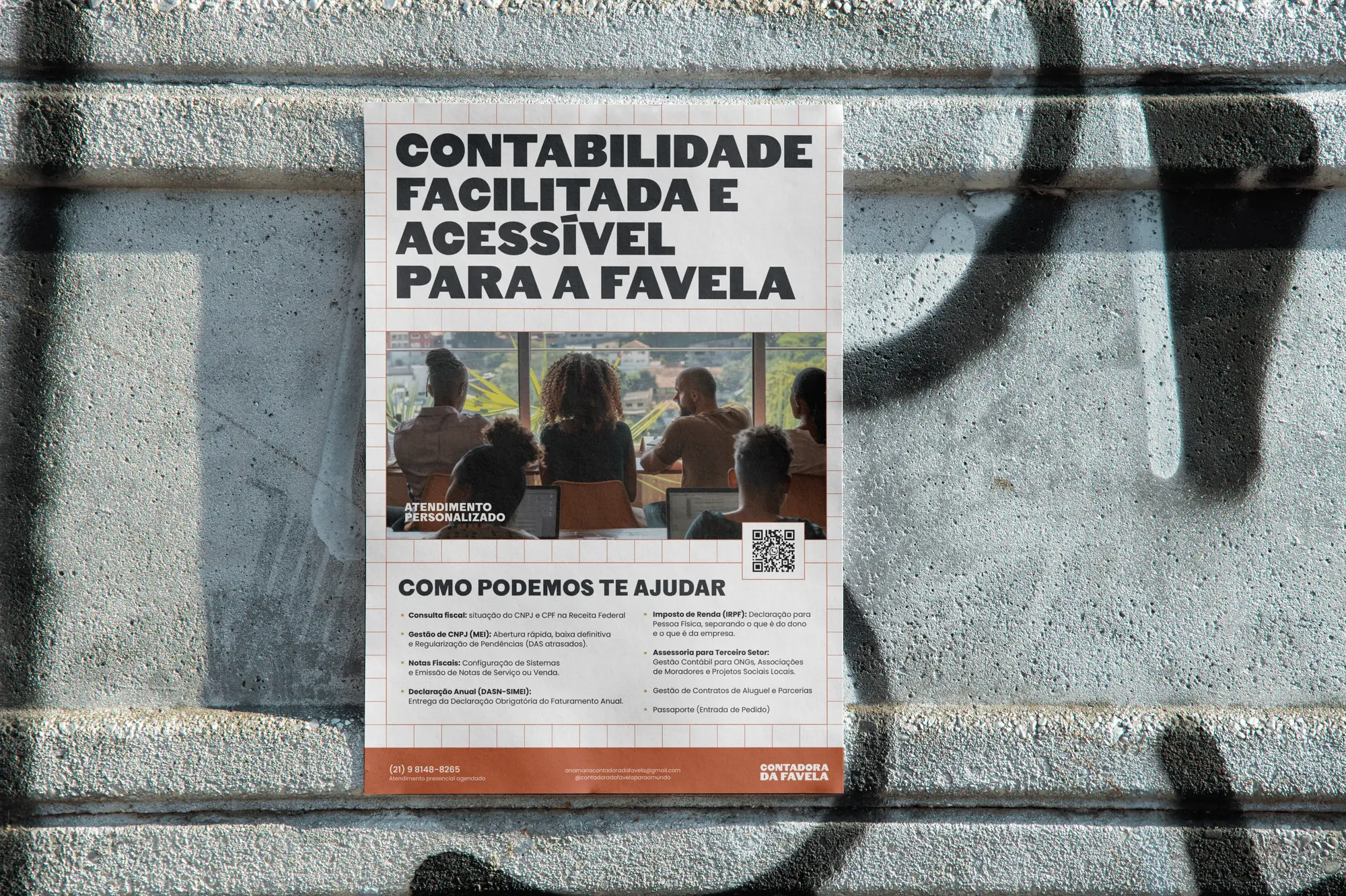 Contadora da Favela flyer on a street wall
