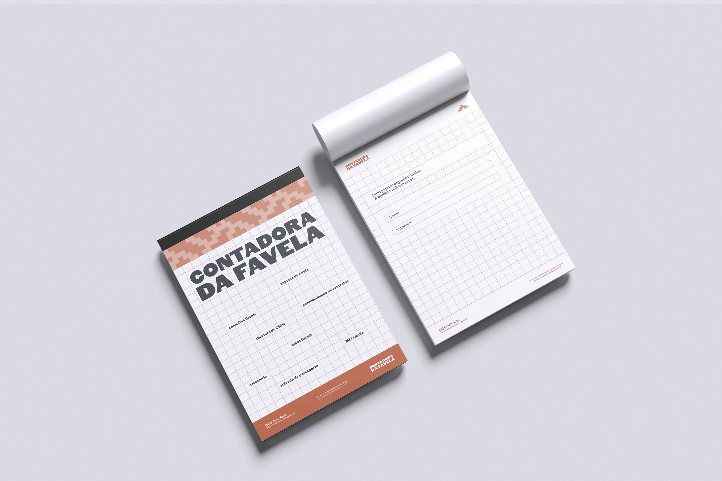 Contadora da Favela branded notepad