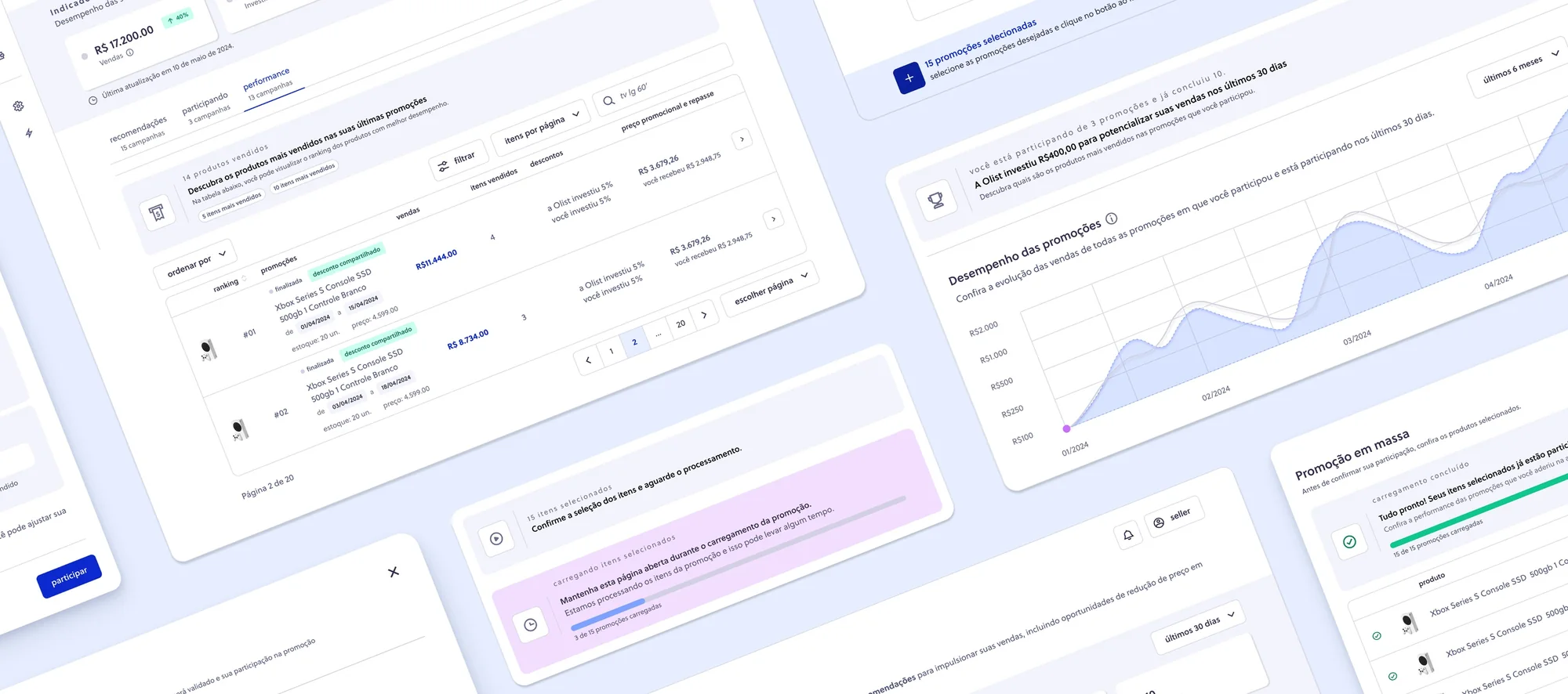 Olist product screens