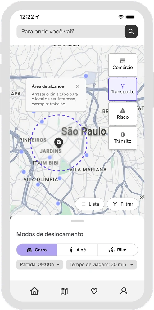 Reach area preview with a tooltip asking to drag the pin